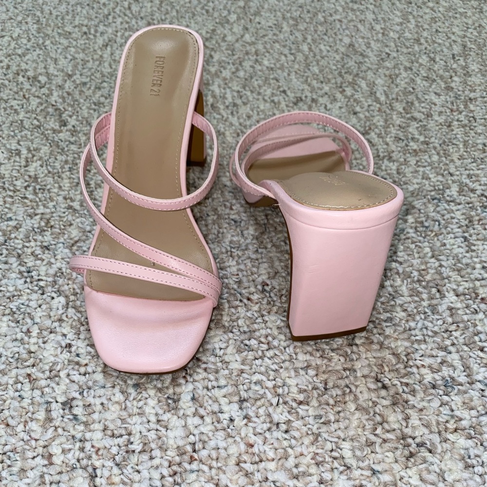 Pink strappy heels